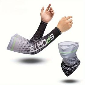1 Set UV Resistant Ice Silk Cooling Sleeves And Face Mask Scarf (Option: Black)
