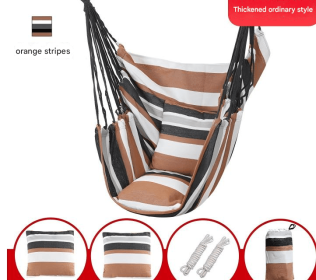 One-piece Coffee Striped Hammock Classic, Versatile, Comfortable, Durable, And A Must-have For Outdoor Leisure. (Option: 1Pc)