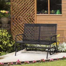Patio 2-Person Glider Bench Rocking Chair (Option: Black-1160x605x165 mm)